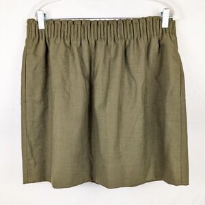 J Crew Olive Green Wool Elastic Waist Career Mini Skirt 12 L Cottagecore